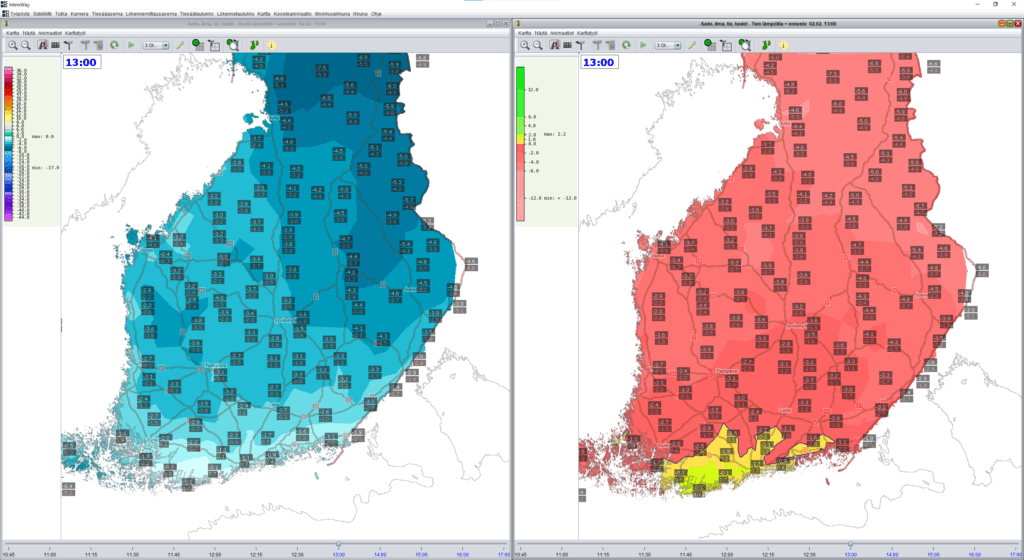 rwis road and air temperature gradient window